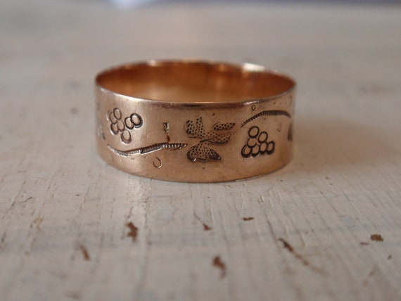 Antique Cigar Band, Victorian Wide Wedding Ring, … - image 6