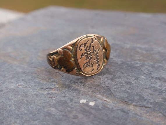 Victorian Ostby Barton Signet Ring Old English Monogram Band Art Deco 10k Gold Filled Oval Initial Womens or Mans Pinky Etsy Australia