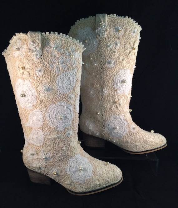 white lace cowgirl boots