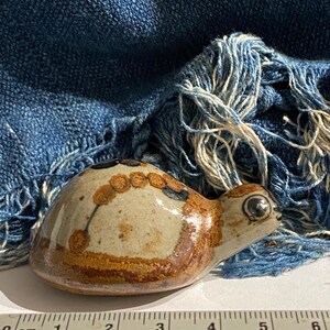 Cute Mexican Hand Painted Pottery Ceramic Turtle Mexico Figurine, 1970s handcrafted glazed animal ornament