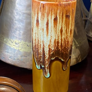 Collectible John Ffrench ceramic pottery vase from Ireland,  Arklow studio pottery , midcentury drip glaze vase