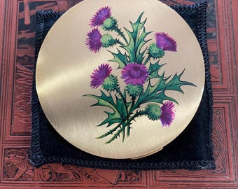 Kompaktowy Stratton z wzorem Thistle, dobry stan vintage Compact