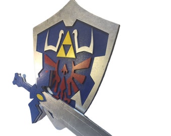 Link's Hylian Shield or Shield and Master Sword Set | Legend of Zelda Cosplay Replica Costume Prop