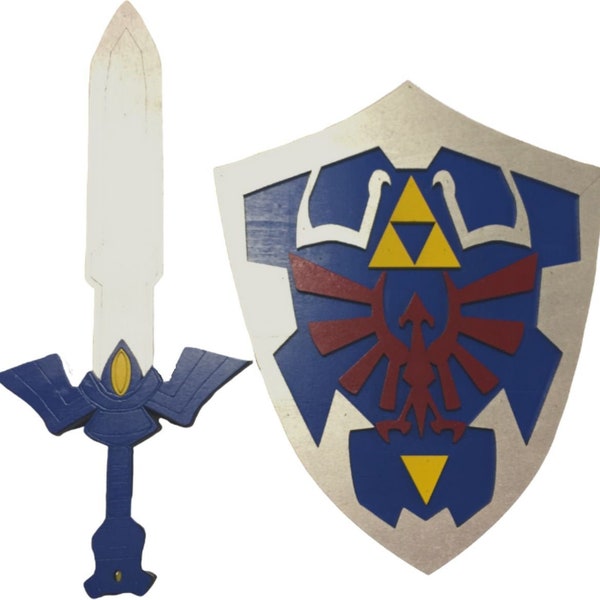 Petite Sized Hylian Shield or Shield and Master Sword Set | Legend of Zelda Cosplay Replica Prop | Kids Costume Party Dress Up