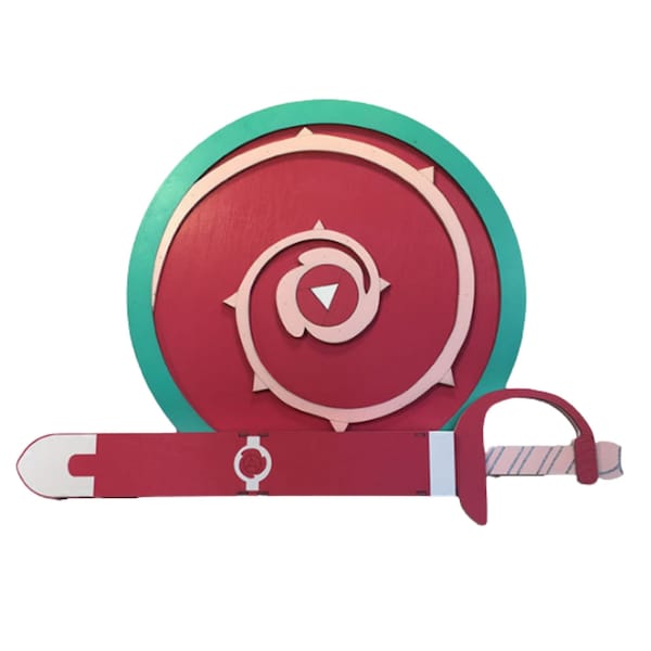 EXTRA STOR Steven Universe-sköld eller komplett rosenkvarts-cosplayset | Cosplay-replika kostymrekvisita | Rosenkvartssvärd, -slida och -sköld