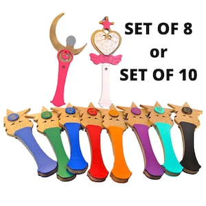 Complete Set of Sailor Moon and Sailor Scout Planet Wands Cosplay Replica Costume Prop