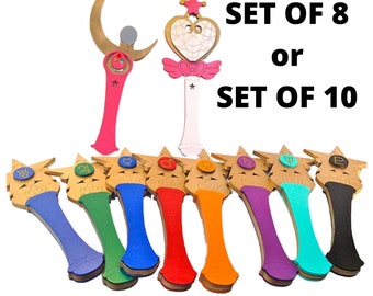 Complete Set of Sailor Moon and Sailor Scout Planet Wands Cosplay Replica Costume Prop