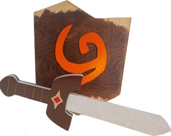 Escudo Deku o escudo y espada Kokiri de tamaño pequeño / Réplica de disfraz de cosplay de Legend of Zelda / Disfraz para fiesta infantil