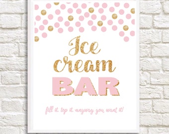 Ice Cream Party, Ice Cream Birthday, Ice Cream Bar Sign, Party Decor, Ice Cream Bar Party, Party Printable, Sundae Bar, Instant Download