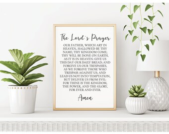 The Lord's Prayer Printable, Christian Wall Art, Scripture Printable, The Lord's Prayer Print, Bible Verse Printable