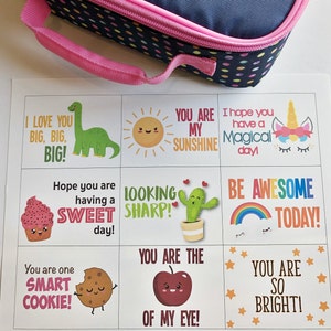 Lunch Box Notes, Back to School Notes, Instant Download, School Lunch Box Notes, Printable Love Notes for Kid&#39;s Lunch