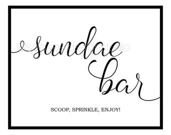 Sundae Bar Sign, Sundae Party, Ice Cream Party Sign, Ice Cream Sign, Sundae Bar, Party Decor, Ice Cream Party, Sundae Sign, Ice Cream Print