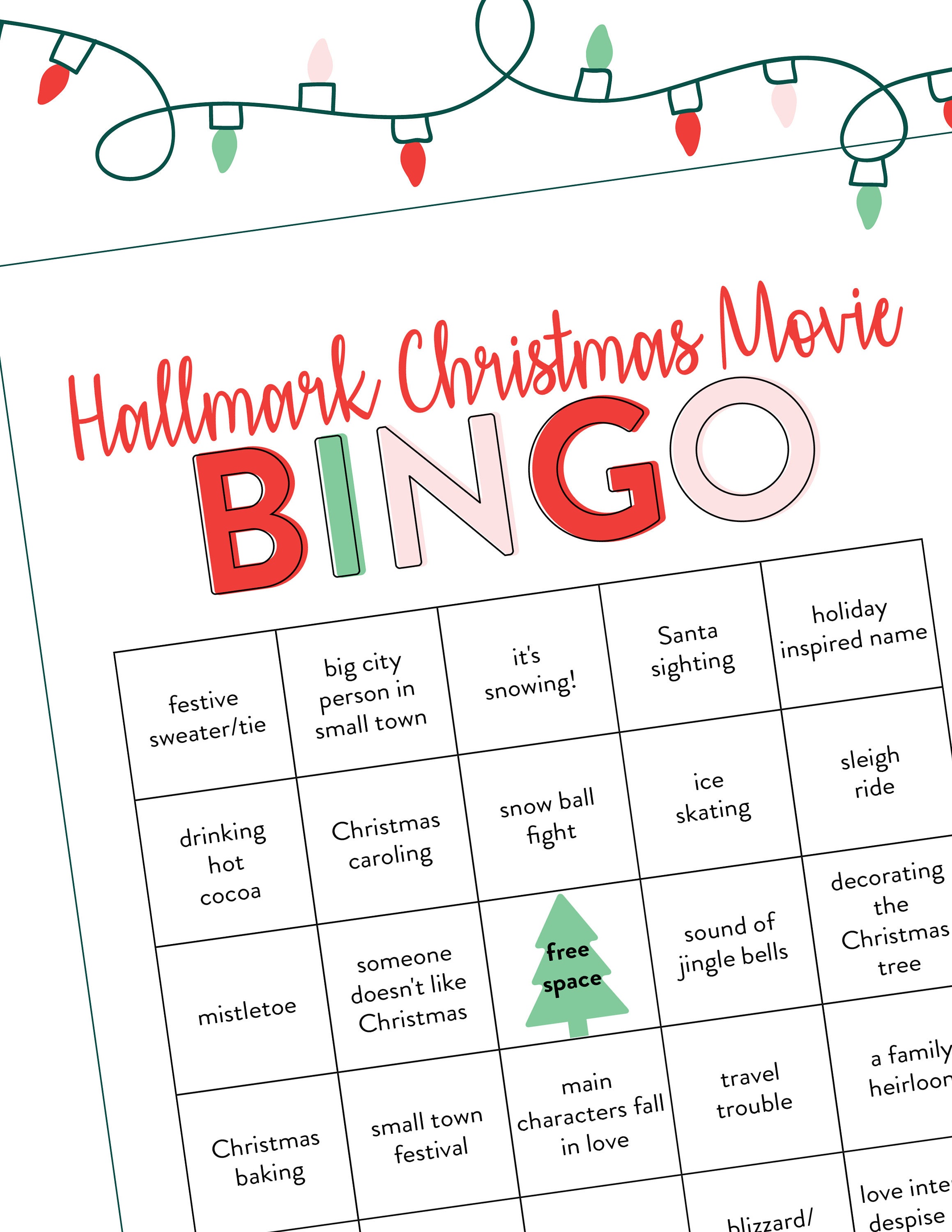 Hallmark Christmas Movie Christmas Bingo Hallmark Bingo Etsy