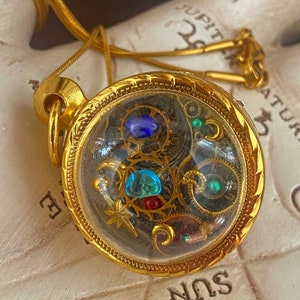 Gold Orrery Astronomy Globe Necklace, Astrology