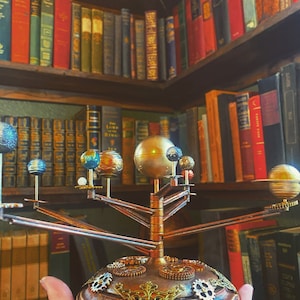 Orrery Inspired Solar System Model with Wooden Base and Decorative Accents image 6