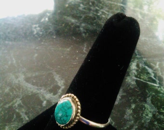 Vintage Southwest Turquoise & Sterling Silver Ring Approx Sz 8 1/4