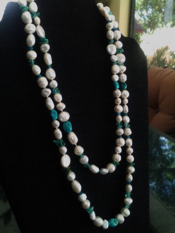 Honora Collection Turquoise and Pearl 40 Necklace
