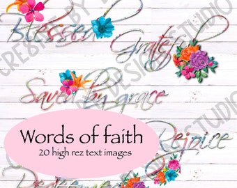 Words of Faith Sublimation Bundle - 20 High rez text images - DIGITAL DOWNLOAD ONLY - Great for all your sublimation products