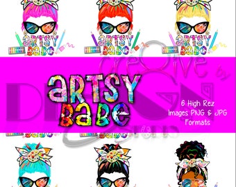 Artsy Babe - 9 high rez graphics - Digital Download Only - Great for all your sublimation products