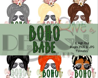 Boho Babe - 6 high rez graphics - Digital Download Only - Great for all your sublimation products