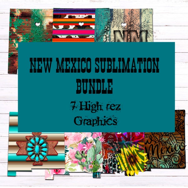 New Mexico Sublimation Bundle - 7 High Rez Graphics - Digital Download Only - Great for all of your sublimation products!