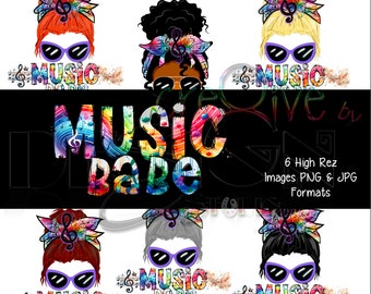 Music Babe - 6 high rez graphics - Digital Download Only - Great for all your sublimation products