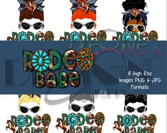 Rodeo Babe - 6 high rez graphics - Digital Download Only - Great for all your sublimation products