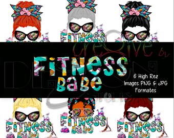 Fitness Babe - 6 high rez graphics - Digital Download Only - Great for all your sublimation products