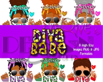 Diva Babe - 6 high rez graphics - Digital Download Only - Great for all your sublimation products