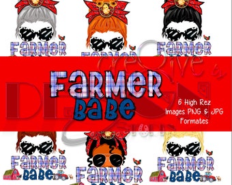 Farmer Babe - 6 high rez graphics - Digital Download Only - Great for all your sublimation products