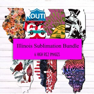 Paquete de sublimación de Illinois - 7 imágenes de alta resolución - Solo descarga digital - Ideal para todos sus proyectos de sublimación