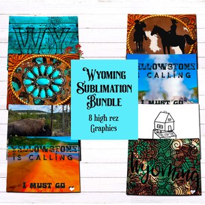 Wyoming State Sublimation Bundle - 8 modèles numériques - TÉLÉCHARGEMENT NUMÉRIQUE UNIQUEMENT - Stickers mug Stickers Cartes de voeux Sticker T-shirt Art mural