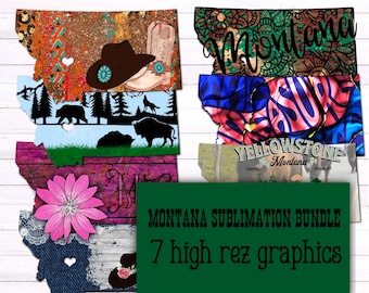 Montana Sublimation Bundle - 7 high rez graphics - Digital download only - Great for all of your sublimation products!