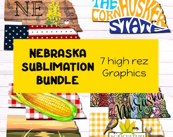 Nebraska Sublimation Bundle - 7 high rez graphics - Digital Download only - Great for all your sublimation products!