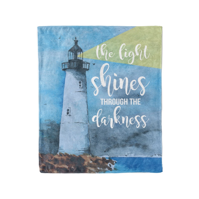 Minky Blanket Fleece Blanket Motivational Quote Blanket Inspirational Quote Blanket The Light Shines Through the Darkness Blanket