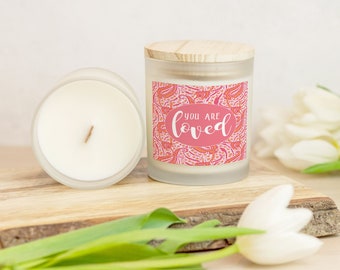 You Are Loved Candle: Paisley Frosted Glass, Coconut Soy Wax