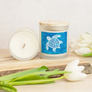 Sea Turtle Mandala Candle, Ocean-Inspired, Coastal Decor, Eco-Friendly Soy Wax