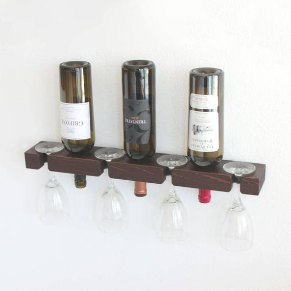 Wall Mounted Rustic Wine Rack & Wine Glass Holder Wine