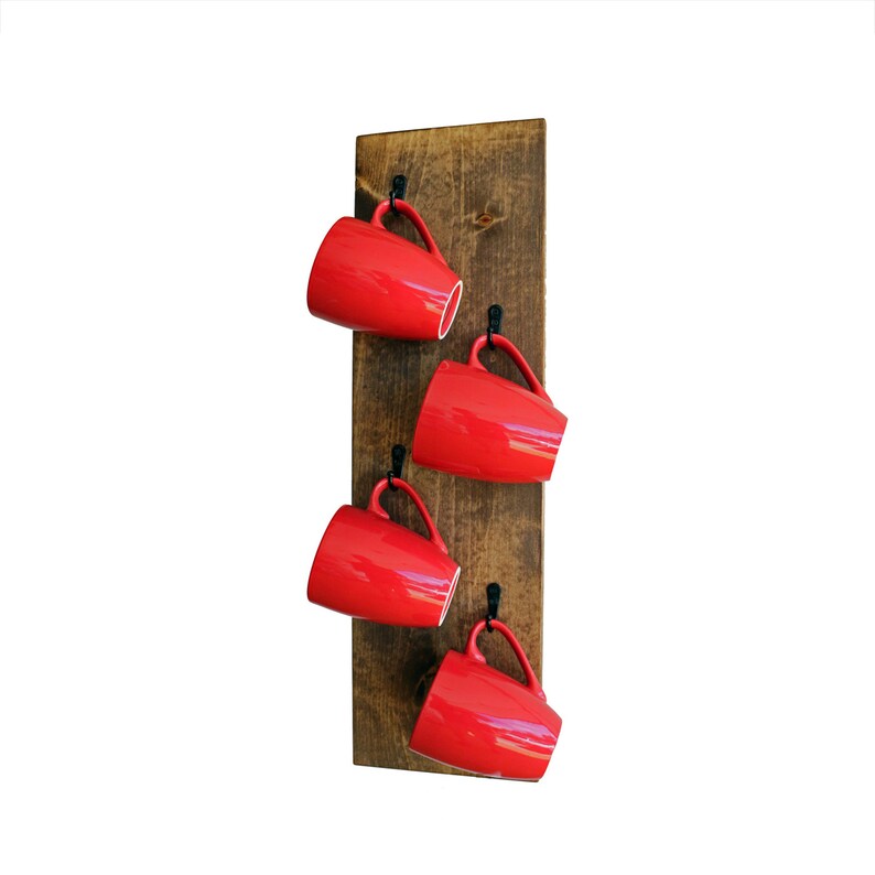 Rustic Coffee Mug Holder Wall Mounted Display Rack Cup Tea Vertical