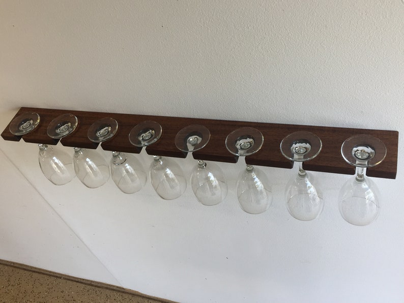 Mahogany Floating Wine Glass Rack Wall Mounted Wine Glass Holder Hanging Stemware Organizer Bar Storage