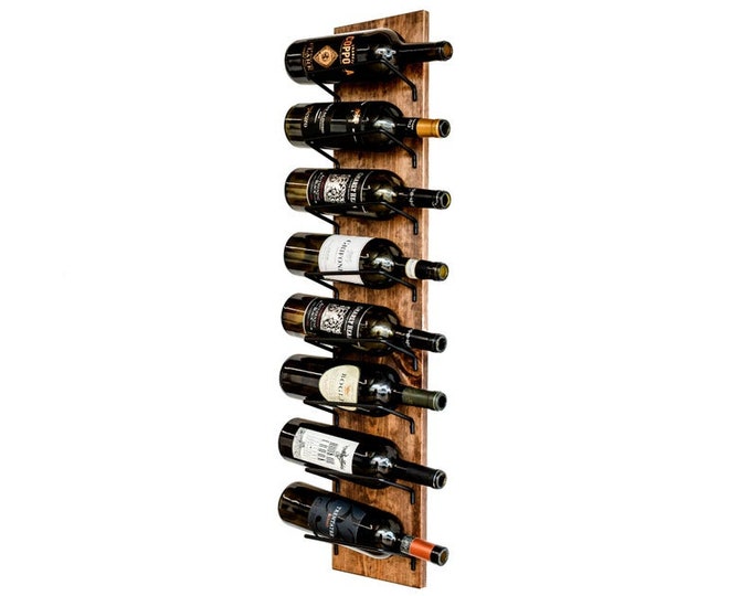 Wood Wine Rack / Wall Mounted Vertical Wine Rack and Bottle Holder