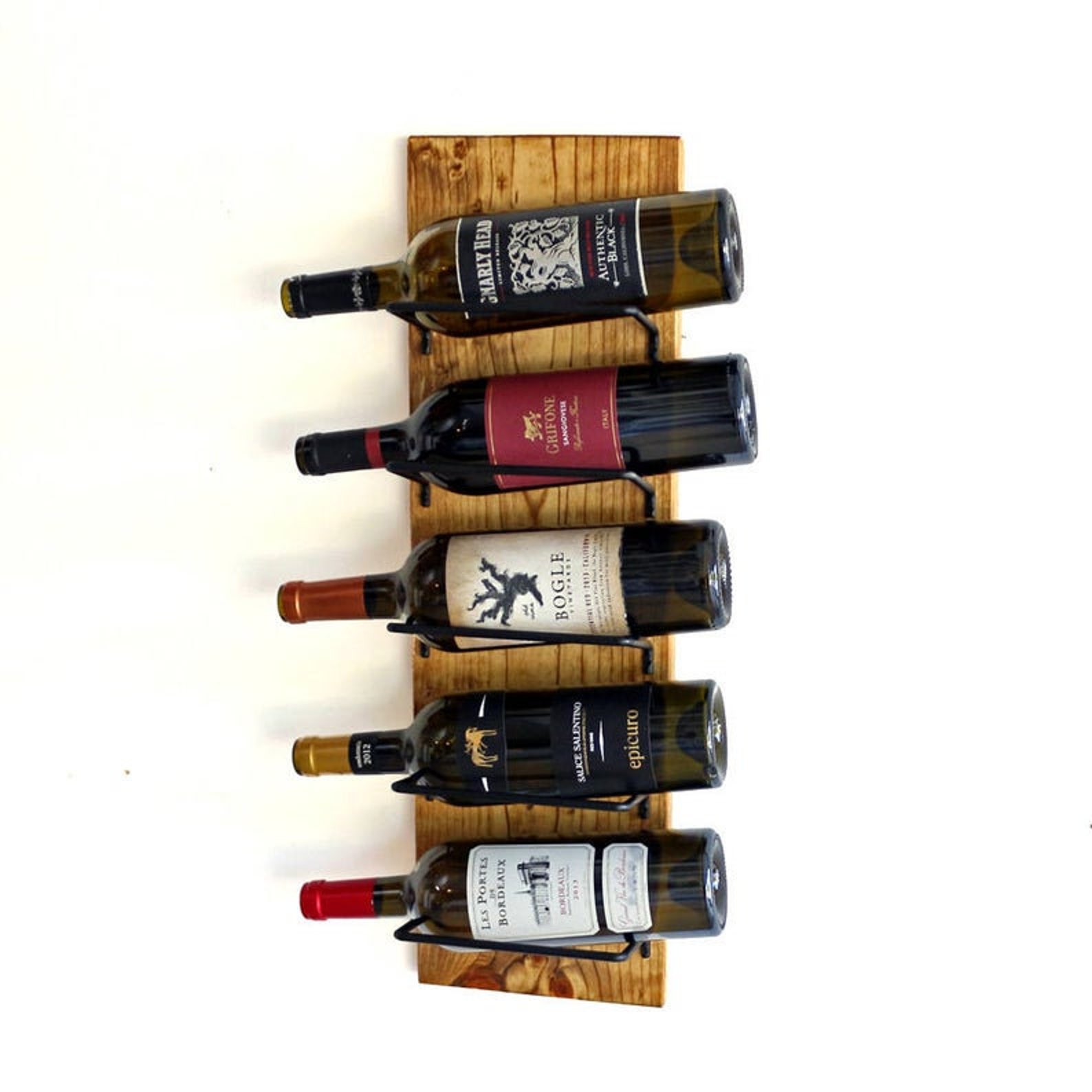 Wood Wine Rack / Wall Mounted Vertical Wine Rack and Bottle Etsy