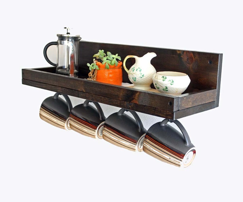 Coffee Mug Shelf with hooks Coffee Mug Wall Rack Hanging Etsy