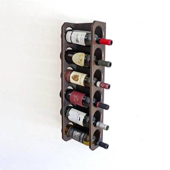 Rustic Wine Rack Home Bar Cabinet Wood Bottle Display Wall Storage Holder Organizer