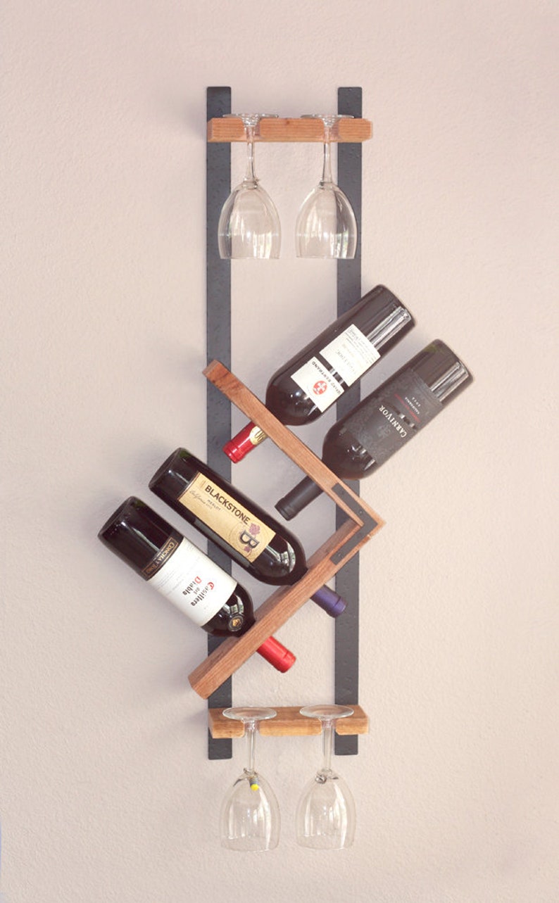 Modern Zig Zag Wall Wine Rack Vertical Wine Bottle Holder & Etsy