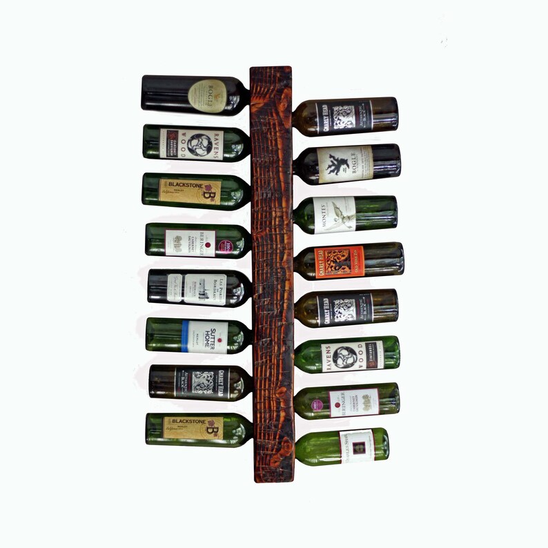 Rustic Wine Rack Wall Mounted  Vertical Wine Rack  Wooden image 0
