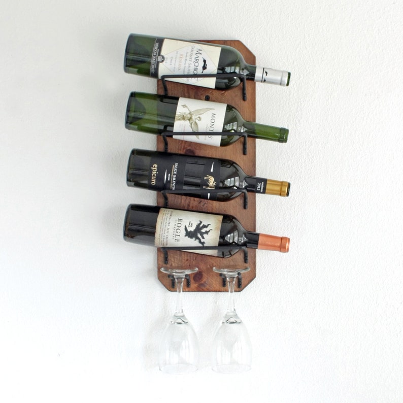 Rustic Wine Rack Wall Mounted Small Glass Bottle Holder Gift