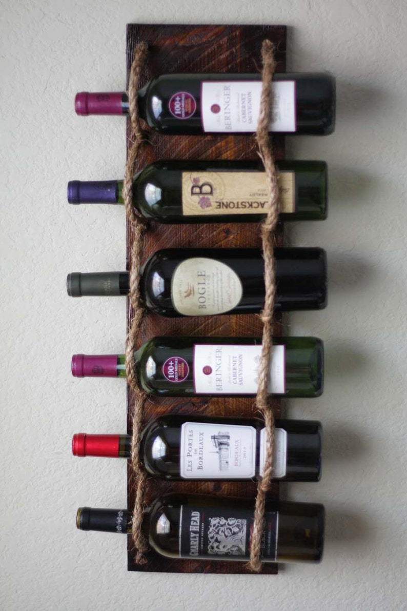 Nautical Wine Rack Wall Mounted Wood Rope Wine Rack with Etsy