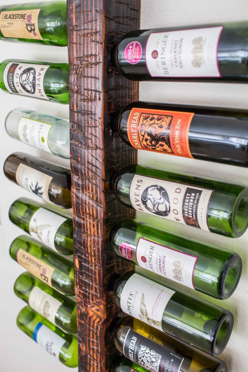 Rustic Wine Rack Wall Mounted  Vertical Wine Rack  Wooden image 3