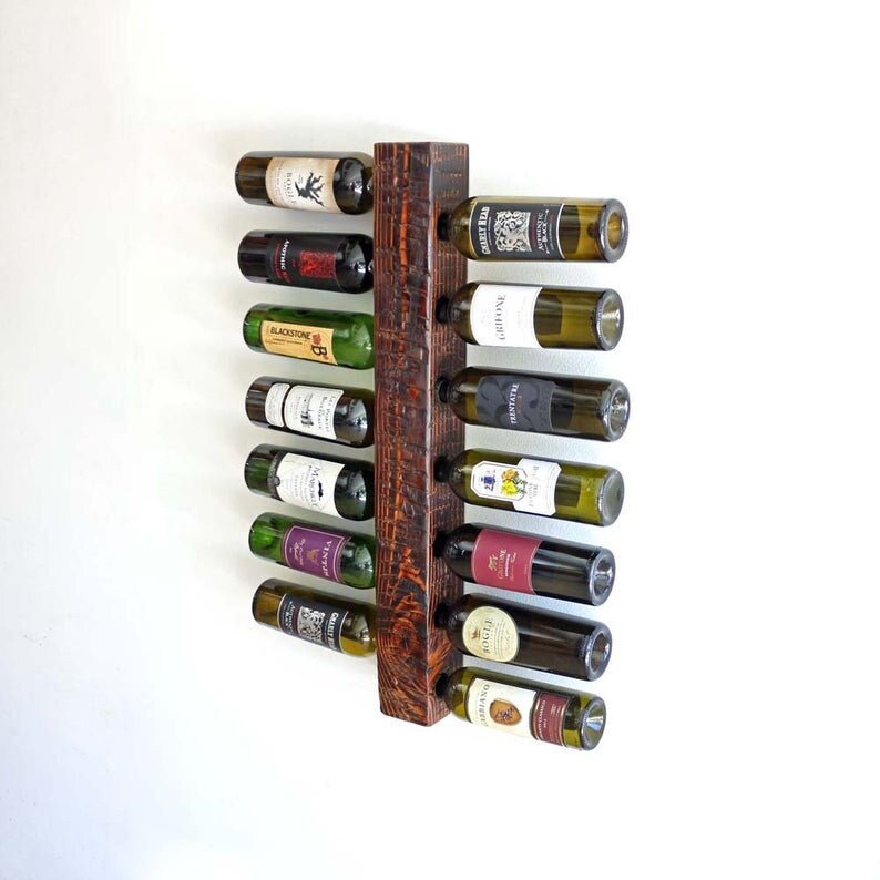 Rustic Wine Rack Wall Mounted  Vertical Wine Rack  Wooden image 1
